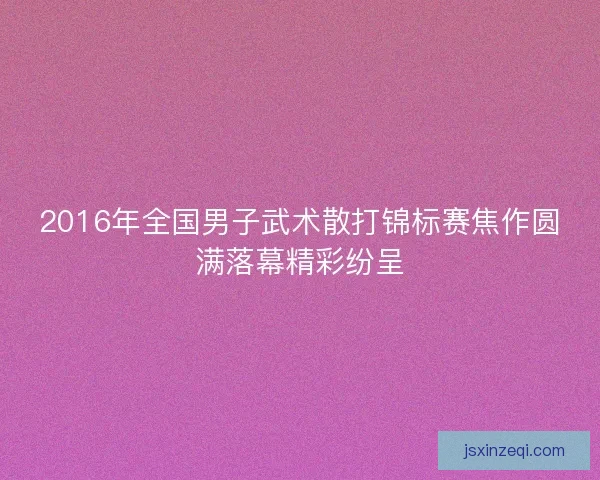 2016年全国男子武术散打锦标赛焦作圆满落幕精彩纷呈