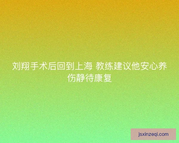 刘翔手术后回到上海 教练建议他安心养伤静待康复