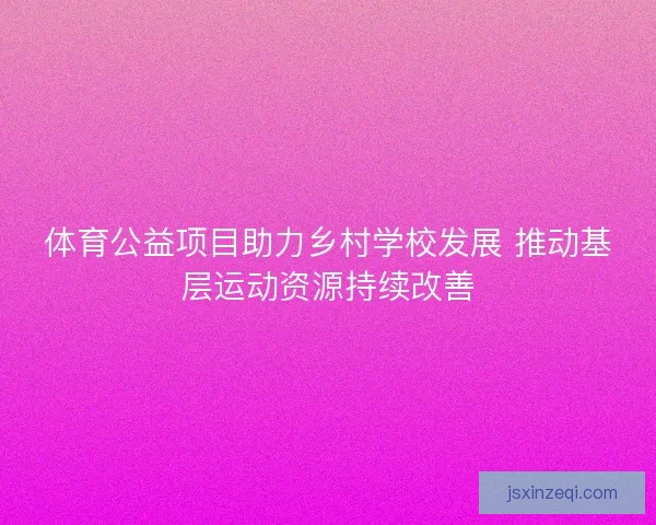 体育公益项目助力乡村学校发展 推动基层运动资源持续改善